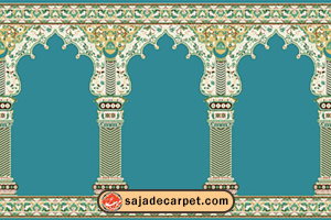 فرش سجاده ای مساجد – سجاده فرش طرح حکمت با رنگ زمینه آبی